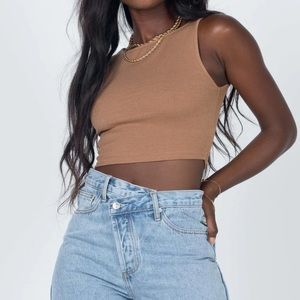 Princess Polly Darlington Brown Crop Top Size 6 NEW WITHOUT TAG